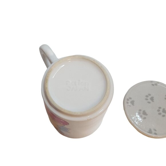 Vintage Cat Coffee Mug With Lid Ceramic Cup Tail Handle Made In Japan - Picture 6 of 8